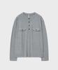 NOIRER Ribbed Henley Neck Long Sleeve T-Shirt (Gray)