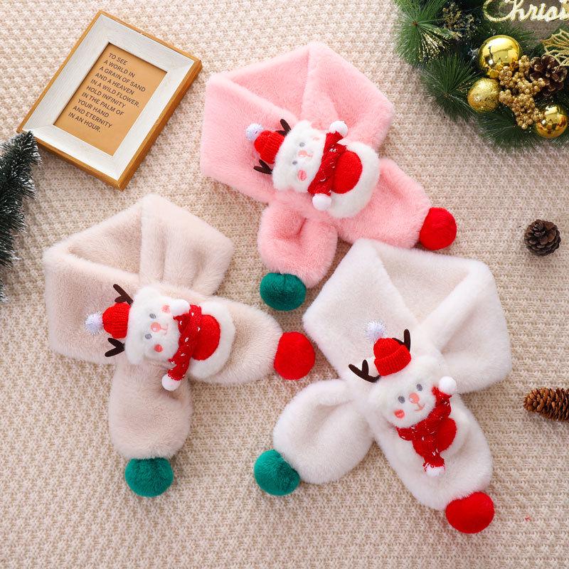 Korean Style Plush Snowman Scarf for Kids - Warm Winter Neck Warmer for Girls & Boys