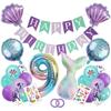 Fashionable Mermaid-themed Children's First Birthday Party Decoration Mermaid-printed Latex Banner Sticker Set