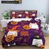Happy Halloween King Queen Duvet Cover Orange Pumpkin Bedding Set Kids Teens Adults Bats Horror Festival Polyester Quilt Cover