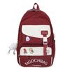 Women Contrast Color Large Capacity Schoolbag Letter Print Backpack for Middle School Students