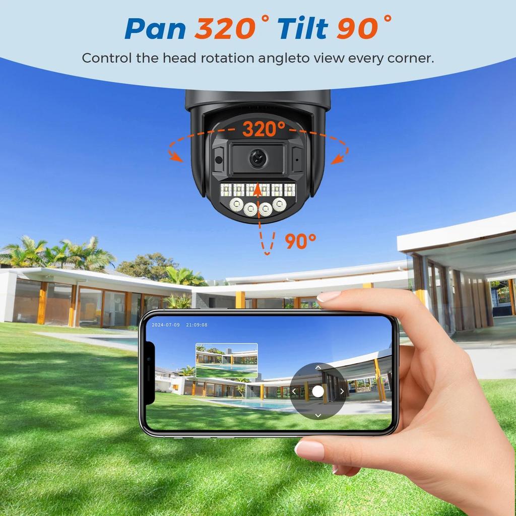 LS VISION Κάμερα 10MP PTZ IP 8MP 4K εξωτερικού χώρου με διπλό φακό με διπλή οθόνη 5G Κάμερα WIFI AI Παρακολούθηση Προστασίας ασφαλείας Κάμερα παρακολούθησης CCTV