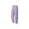 Li Ning Fitness Series Solid Color Quick-Dry Drawstring Elastic Sports Long Pants Women Bottoms Purple AYKS934-4