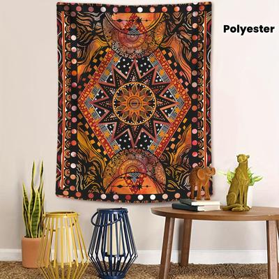 1 Stück Orange Sonne Mond Wandteppich Hippie Mandala Cool Wandteppich Ästhetische Dekoration Für Schlafzimmer Wohnzimmer Studentenwohnheim Zuhause Maschinenwaschbar
