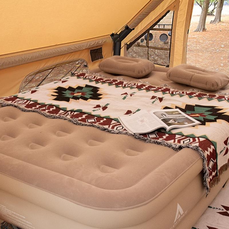 Self Inflating Air Bed with Built In Pump & Storage Bag Raised Flocked Airbed Elevated Blows Up Matress Camping Airbed