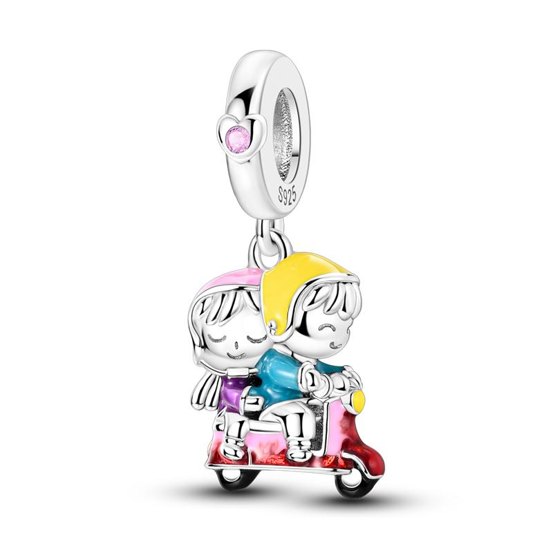Copper Colorful Charms Bead Pink Red Color Dangle Cz Zircon Clasp Clip Charm Fit Original Mula Bracelet Diy Jewelry