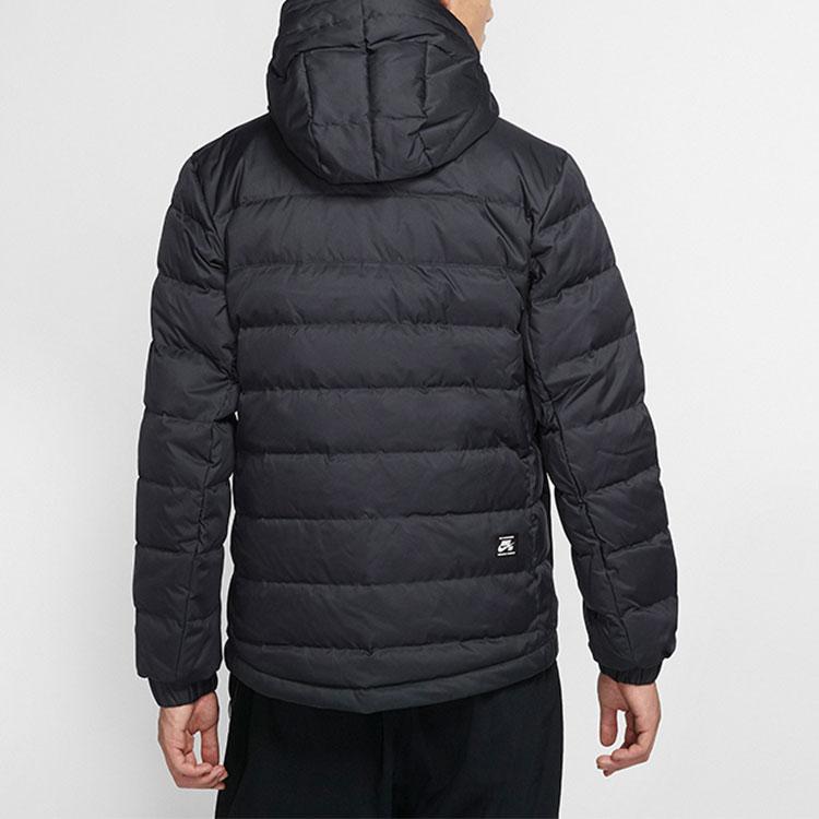 Nike SB Warme und winddichte lässige Sport-Daunenjacke mit Kapuze für Herren Oberbekleidung Schwarz 693335-011