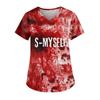 Women's Fashion V-Neck Short Sleeve With Pocket Halloween Printed T-Shirt Top