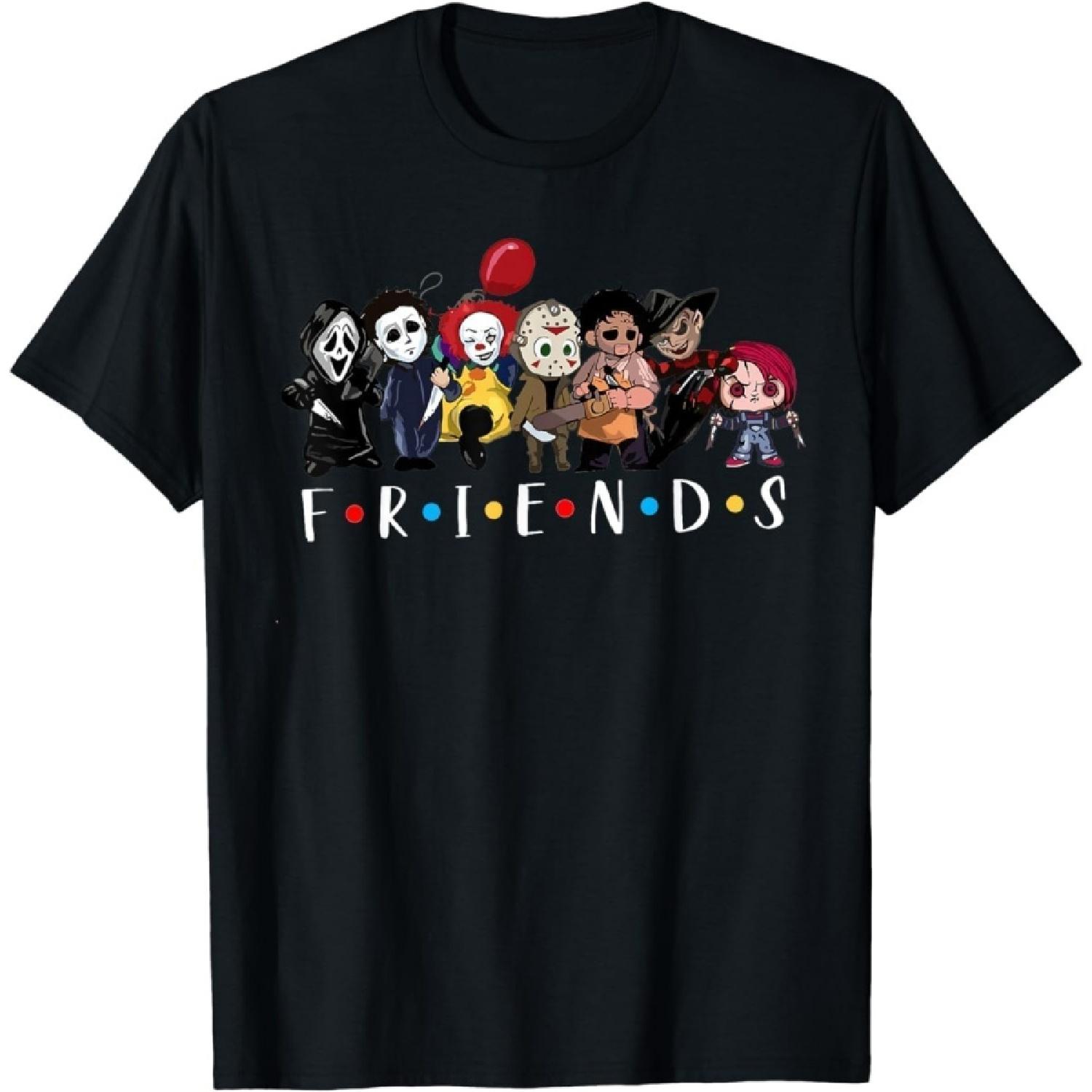 HYETYDV Funny Horror Friends Scary Movies Halloween T-Shirt S разноцветный
