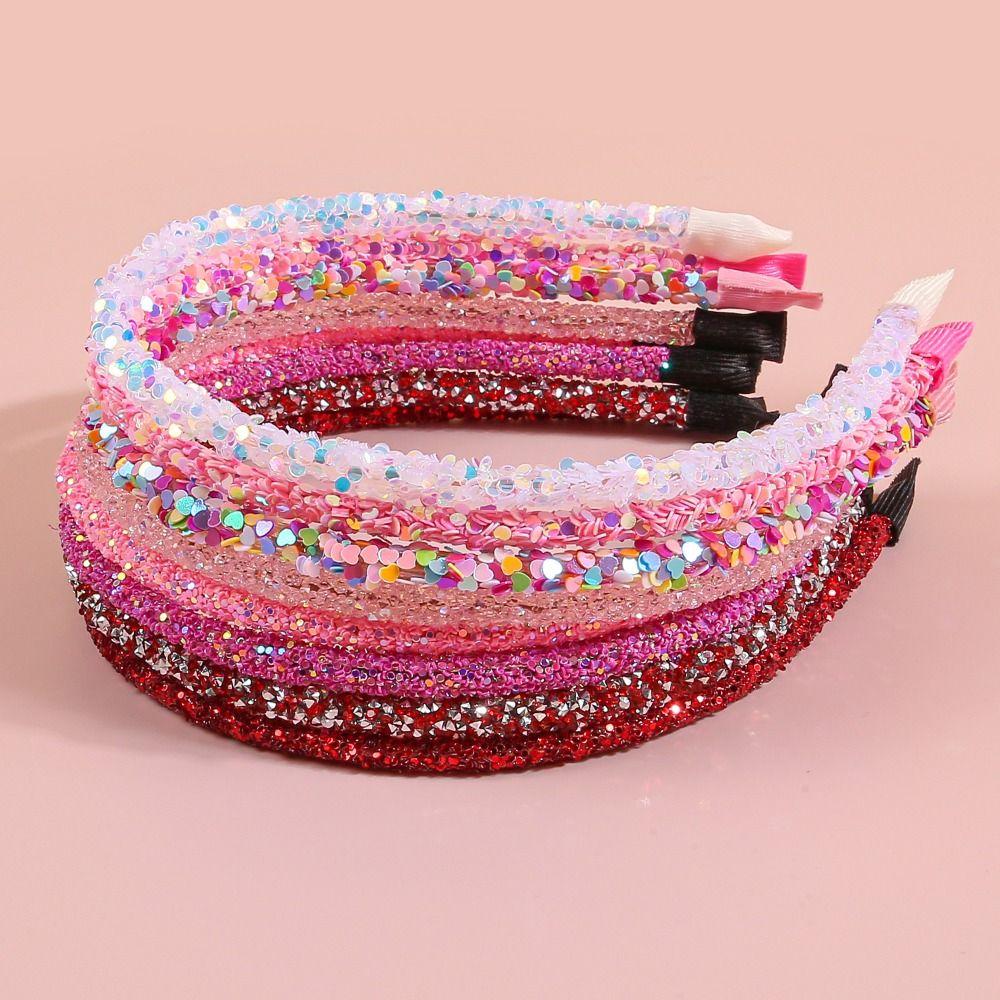 Fashion Colorful Sequins Glitter Headbands Cute Sweet Sequin Headband Rhinestones Exquisite Glitter Hair Band Valentine's Day