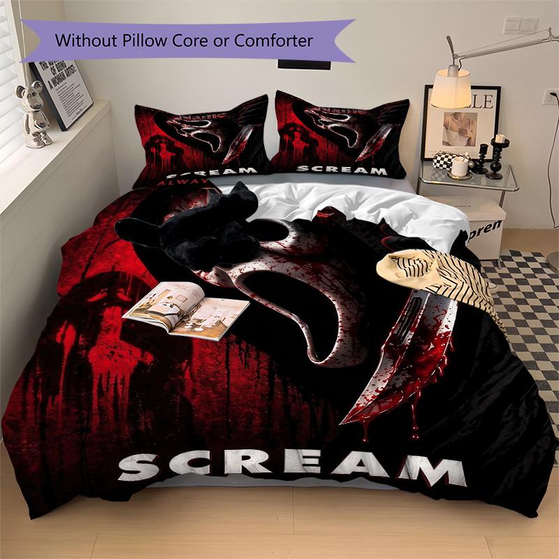 Custom Name Scream Bedding 3 Piece Set HD Print Duvet Cover Pillowcases for Teens Adult Bedroom Decoration Christmas Gift