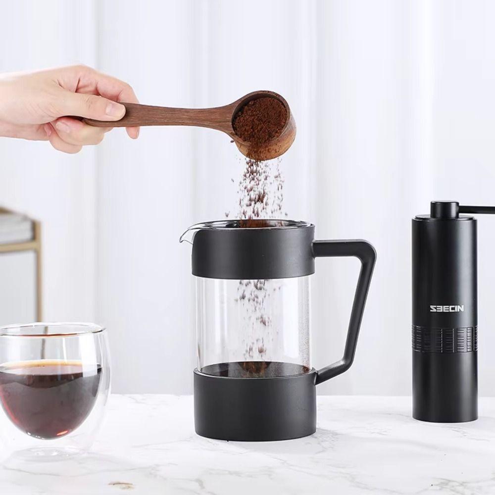 Thickened Glass French Press Coffee Maker Rust-Free Hand Punch Pot  Camping Travel
