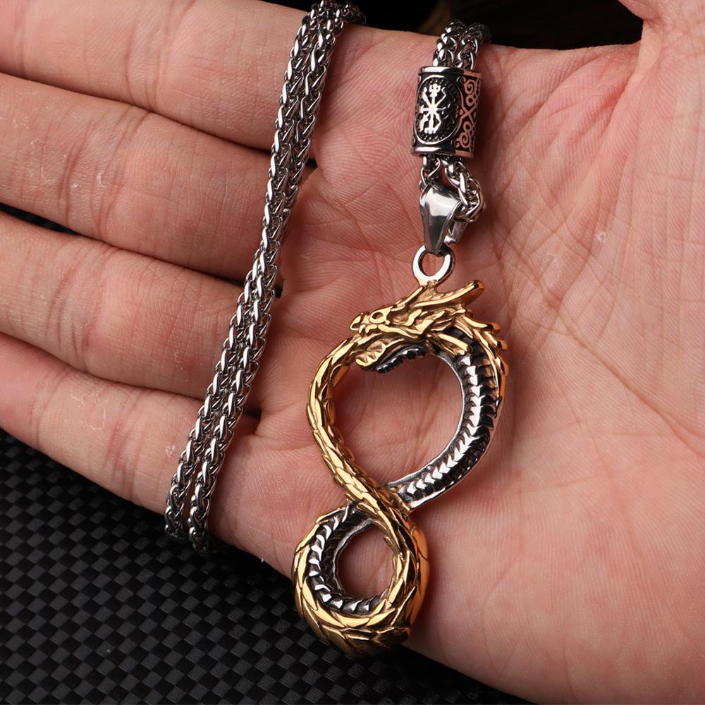 

Ретро Мужская Титановая Сталь Ожерелье Подвеска Властный Огненный Дракон Хип-Хоп Личность Ювелирные Изделия Нержавеющая Сталь Модные Мужские Аксессуары pendant + 60cm chain золотой