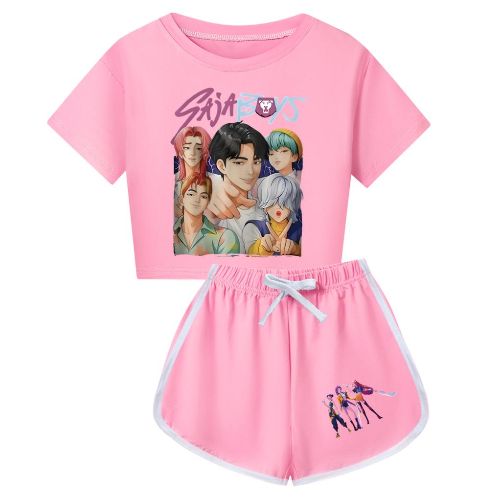 Kpop Witch Hunt Summer Boy Girls Cute Comfortable Soft Printed Half Body Short Sleeved Shorts Set