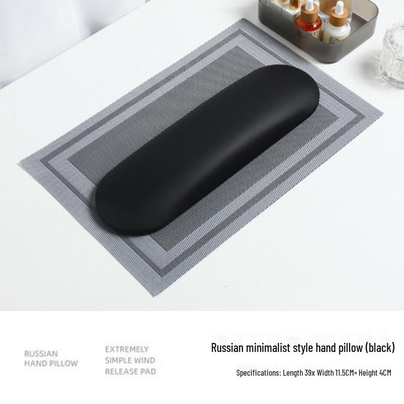 High-End Minimalist Russian Style Manicure Hand Rest Pad Set - Black, White, Gray Leather