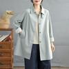 2025 Autumn Women's Trench Coat: Loose Fit, Bamboo Cotton, Raglan Sleeves, Half-Open Collar