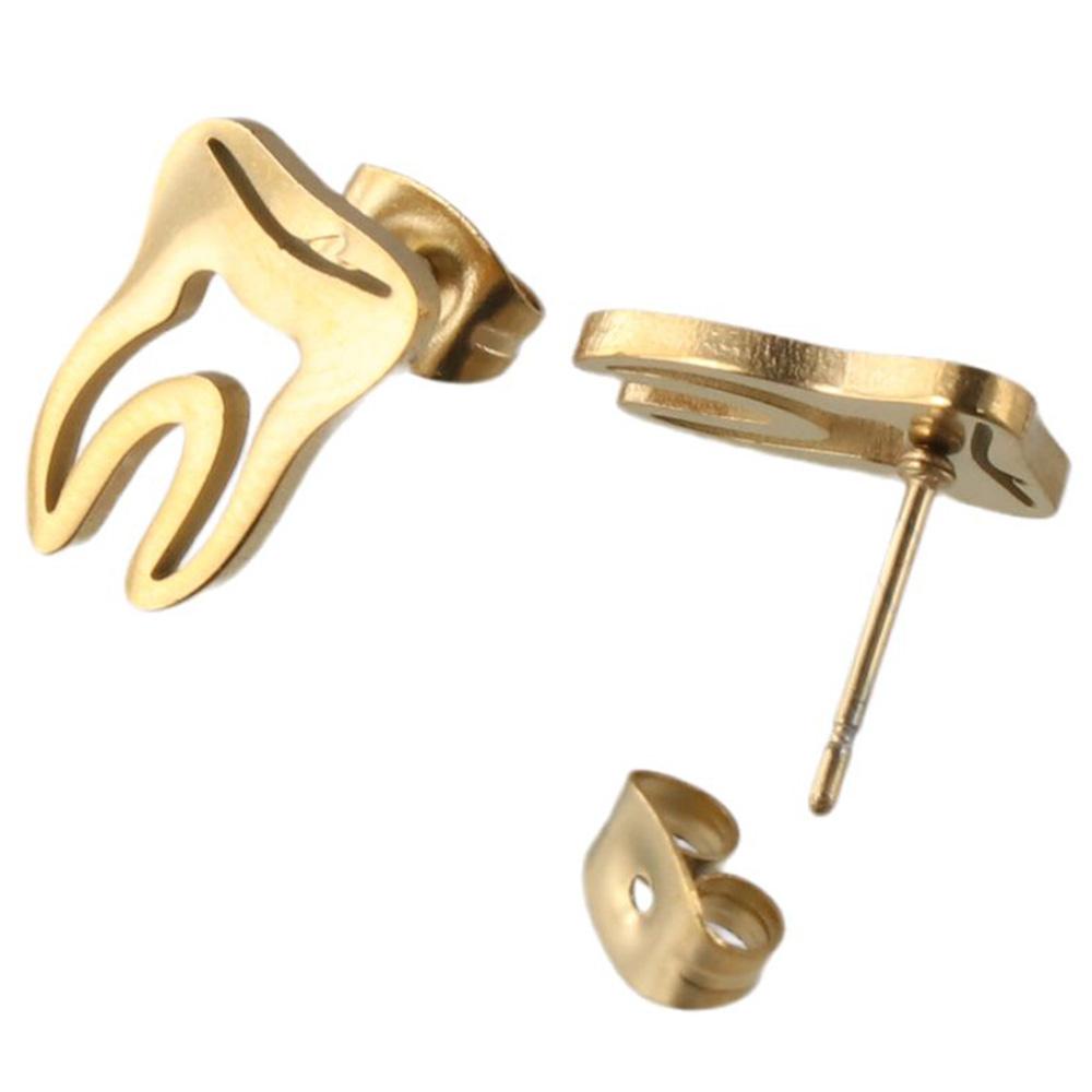 Punk Asymmetric Stud Earrings Doctor Nurse Accessories Tooth Stud Earrings Stainless Steel