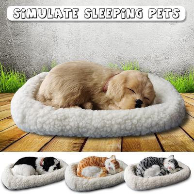 Atemkatze Simulations-Haustiermodell Ornamente Plüsch Schlafkater Hund Heimdekoration Ornament Fotografie Requisiten Handwerk Geburtstagsgeschenk