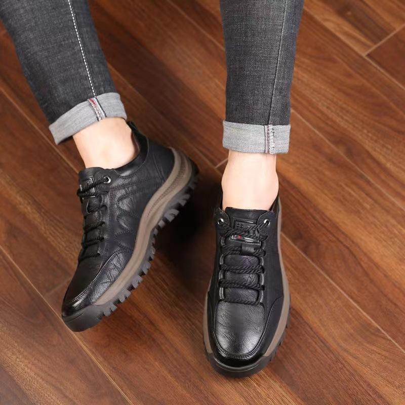 Scarpe da lavoro in pelle da uomo, scarpe con lacci, scarpe casual retrò marroni traspiranti per uomo, scarpe da ginnastica da trekking all'aperto
