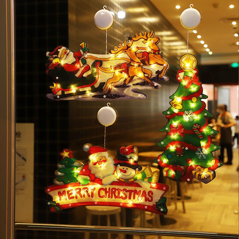 1Pcs Christmas Lamp Window Hanging Lamp Christmas Decorative Lamp Shop Window Room Decoration LED Sucker Light Small Colored Lamp