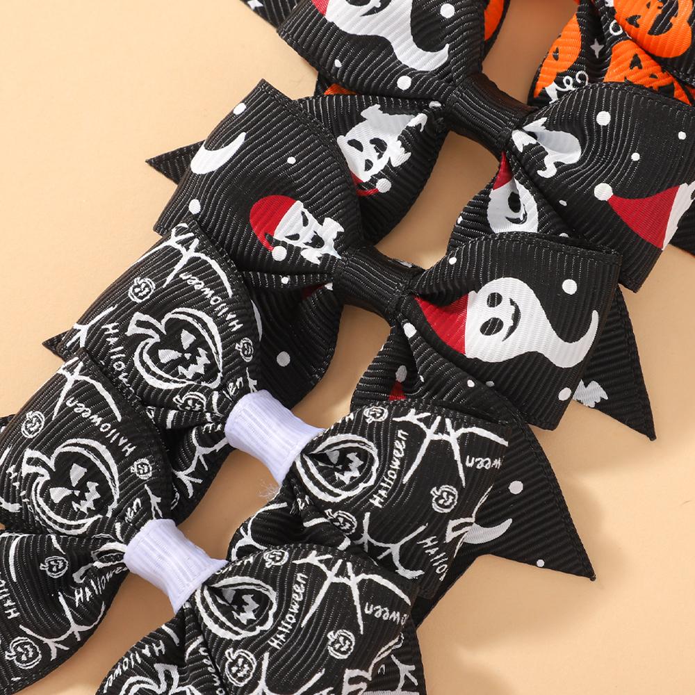 10/20pcs Halloween Bows with Hair Clip for Baby Girls Handmade Printed Pumpkin Head Festival Party Holiday Kids Hair Accessories