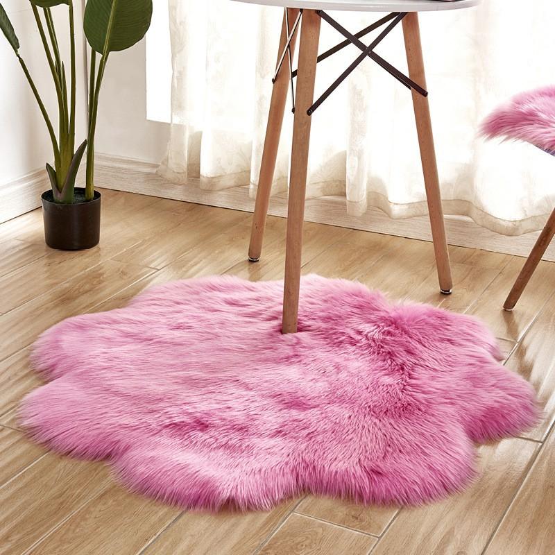 Floral Shaped Plush Area Rug Living Room Bedroom Window Seat Modern Decor Soft Acrylic Floor Mat