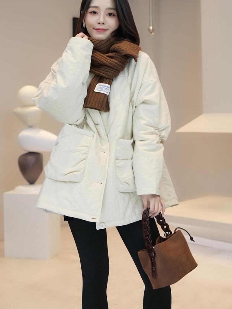 2024 Women's Casual Slimming Mid-Length Cotton Jacket—Lightweight, Warm, and Stylish for Autumn and Winter