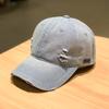 Verstellbare ausgefranste Denim-Baseballkappe Sonnenschutz Unisex Retro Schirmmütze Baumwolle Bestickt Used-Look Blau Casquette