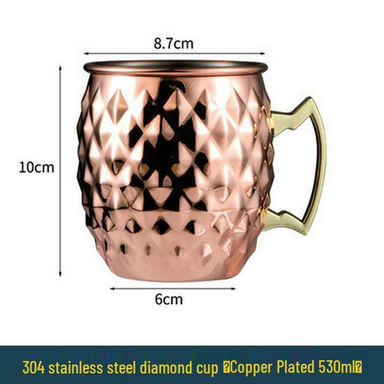 Kupferbeschichteter Moscow Mule Becher, 304 Edelstahl, Gehämmertes Design, Wein- & Cocktailglas