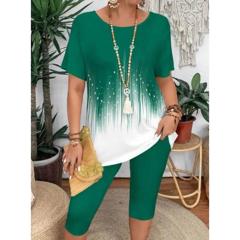 

Летний топ с круглым вырезом и 3D-градиентным принтом, модные повседневные женские футболки с короткими рукавами 6XL