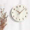 Wall clock wood stylish Nordic silent wall-mounted round frameless cute 12 inches (diameter 30 cm) natural solid panel 3D three-dimensional numbers