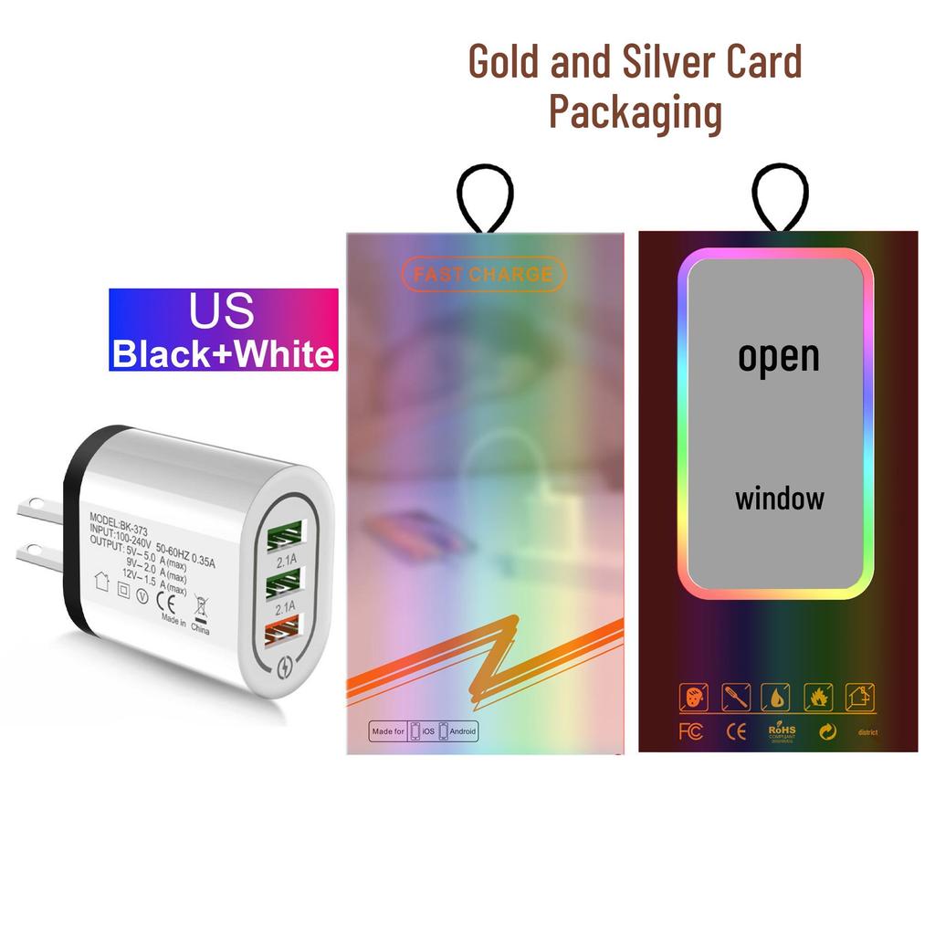 Multi-Voltage Fast Charge 3-Port USB Mobile Charger 2.4A EU/US Plug