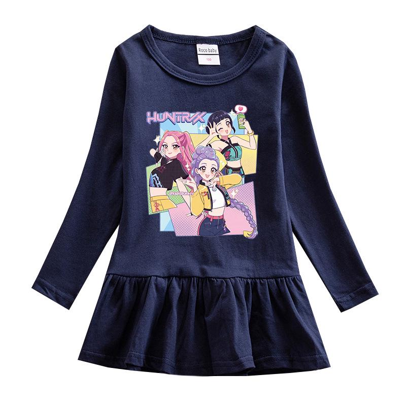 Kpop Monster Hunter Witch Korean Style Baby Girl Dress - Spring/Autumn, Long Sleeve Cartoon Mesh Princess Skirt