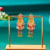 Christmas Soldier Drop Earrings for Women with Rhinestone Imitation Pearl and Enamel Festive Holiday Jewelry