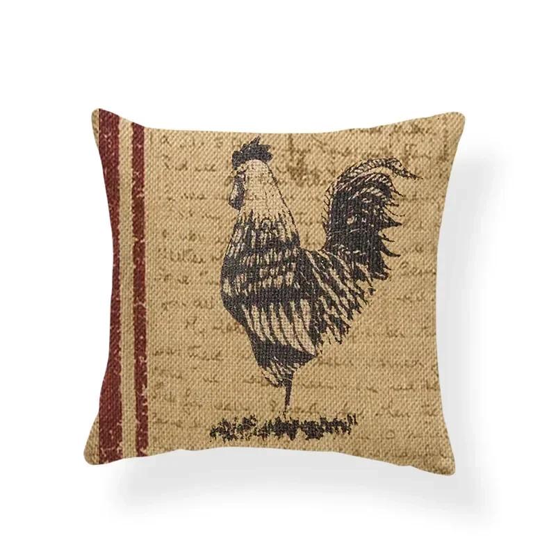 

Animal Retro Rooster Pattern Pillowcase Watercolor Pillows Geometry Famliy Home Decor Sofa Throw Cushion Cover 45X45cm 16x16Inch