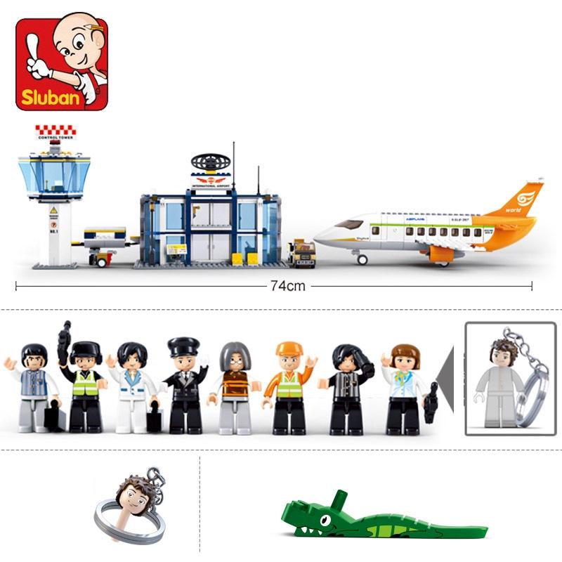 

non-toxic 678PCS SLUBAN 0367 Aviation International City Plane Airport Building Blocks Children Educational Bricks Toys Birthday Gifts