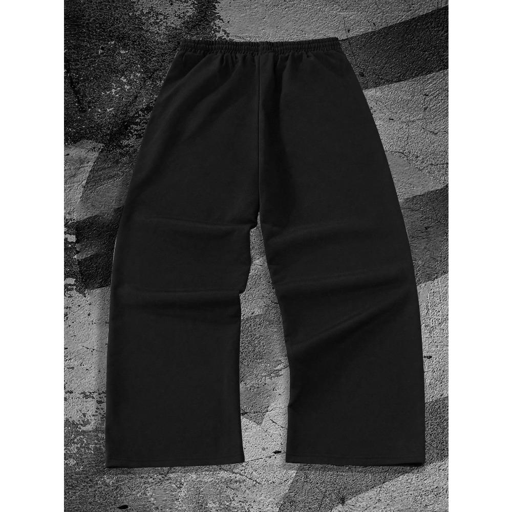 Gothic Dark Skeleton Cross Printed Wide Leg Athletic Pants Street Men's Fashion Neutral Casual Straight Leg Pants