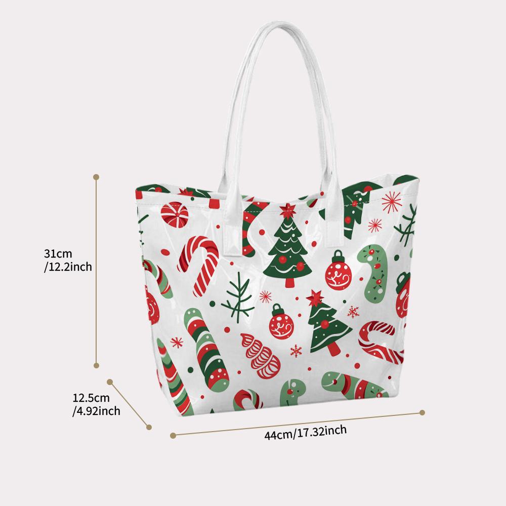 Christmas Pattern Shoulder Tote Casual Holiday Portable Handbag for Daily Use