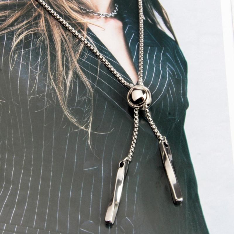 Sexy Bolo Tie Necklace Bead Cool Collar Chain Delicate Lariat Bead Chokers