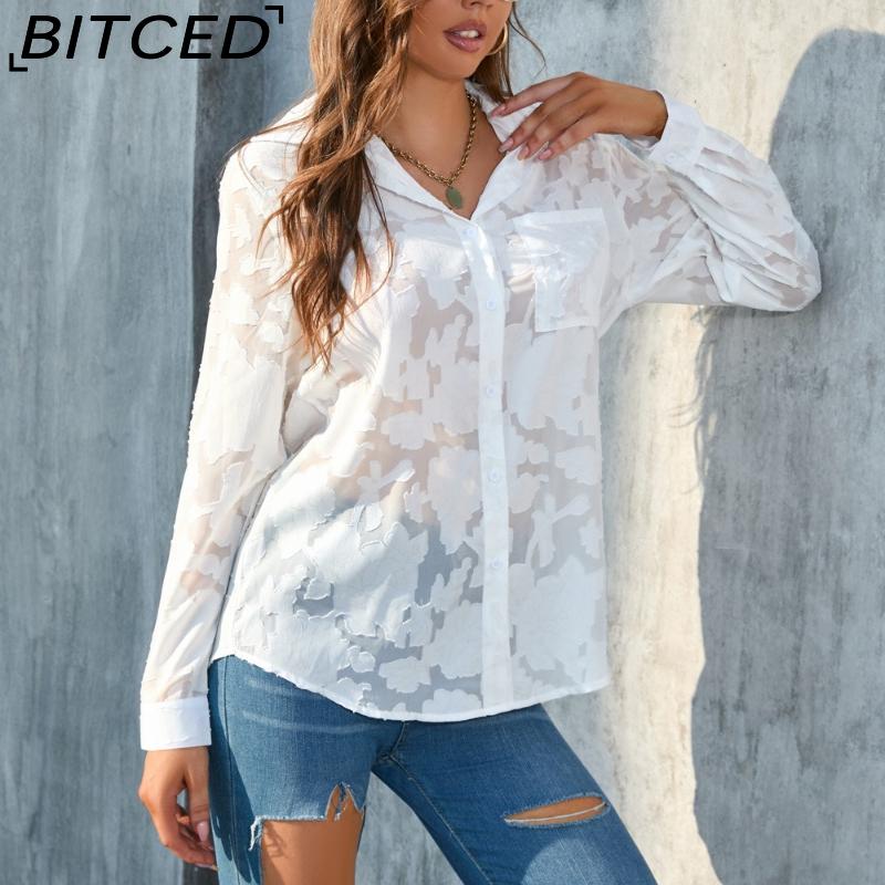 BITCED Plus Size Women's Loose-Fit Casual Chiffon Blouse