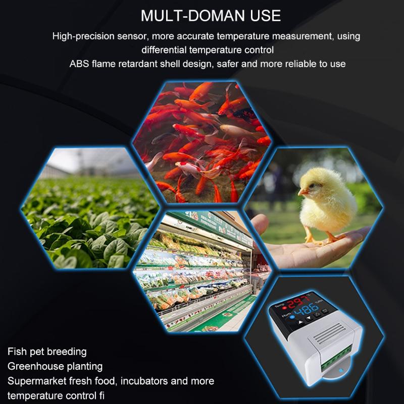 Professional Thermometer Hygrometer 20~60°C/0~100%RH Temperature & Humidity Controller Suitable for Incubator Greenhouse