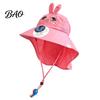 Breathable Mesh Sun Hat Kids Cap with Built-in Solar Fan, Wide Brim Protection Cooling Baby Hiking Hat, Fabric Summer Cartoon Pattern, Shawl