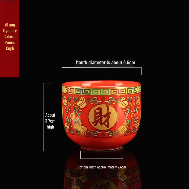 Red Glazed Ceramic Offering Cup Set for Buddha Worship