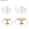 Wooden Tall Feet Cake Stand Glass Cover Cake Pan Dessert Plate Bread Pan Decorative Frame Display Stand Fruit Plate Snack Tray