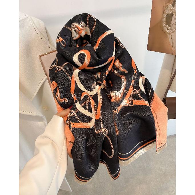 Nouă eșarfă de cașmir imitație de modă retro pentru femei pe timp de iarnă, gât îngroșat și cald, exterior șal cu dublu scop