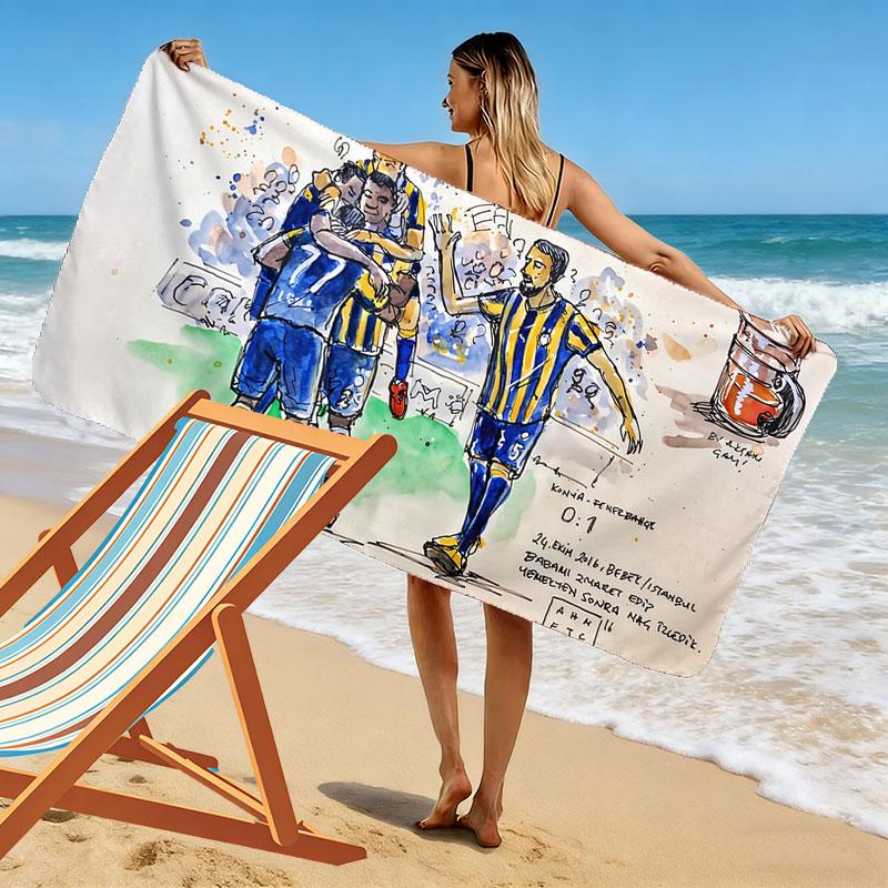 Boca Print Strandtuch, Großes Weiches Schnelltrocknendes Handtuch für Strand Camping Schwimmen