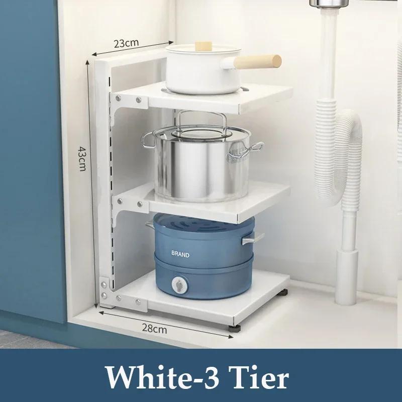 Multi-layer Kitchen Storage Racks Sewer Cabinet Layered Pot Rack Table Corner Holder Pot Pan Organizers Home Kitchen Accesories