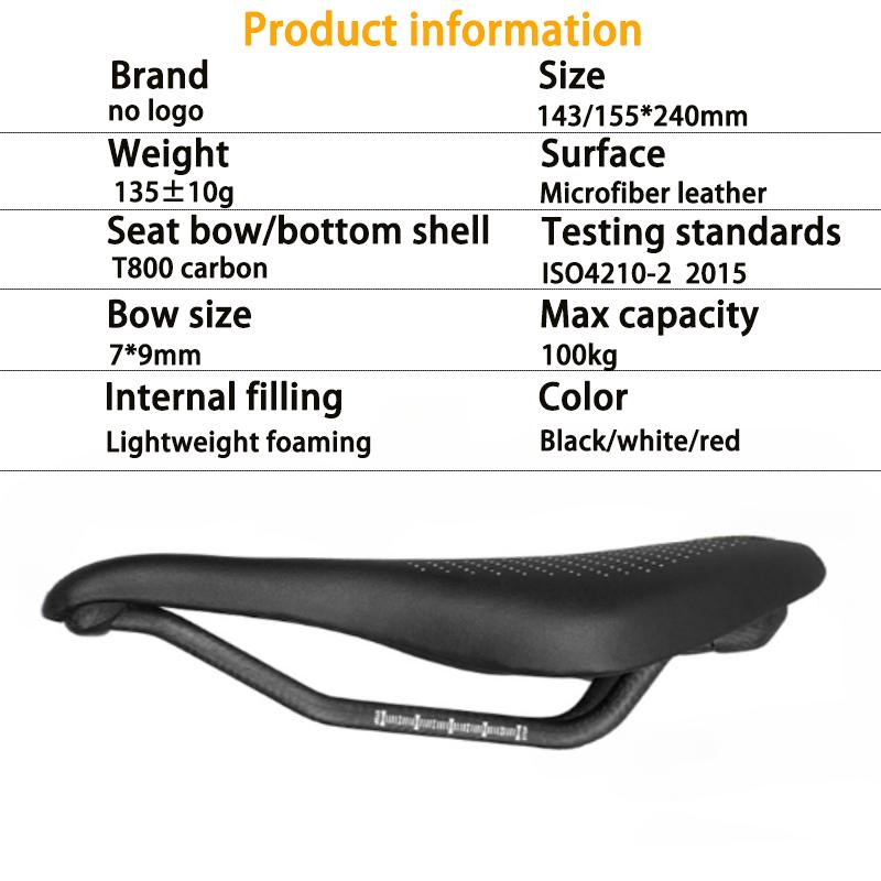 2024NEW Pu+carbon Fiber Saddle Road Mtb Mountain Bike Bicycle Saddle for Man Cycling Saddle Trail Comfort Races Seat Red White