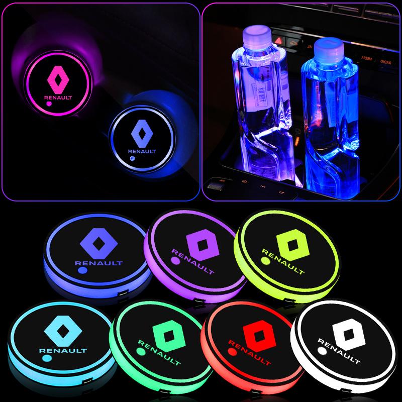 2026 Hot For Renault Interior Stickers For Renault Megane 2 3 4 Captur Radio Logan Auto Accessories 2Pcs 7 Colors Car LED Lumino