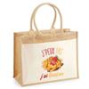 Cabas - PLANETEE - Jute avec poche Gaufres J'peux pas - Coton - 43x33 cm - Multicolore